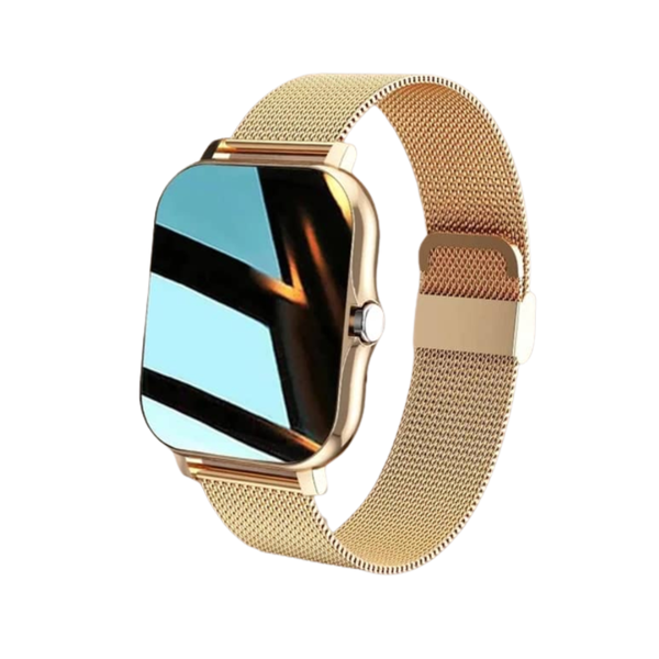 Smart Watch for Men and Women, Steel and Silicone strap Gold Colour