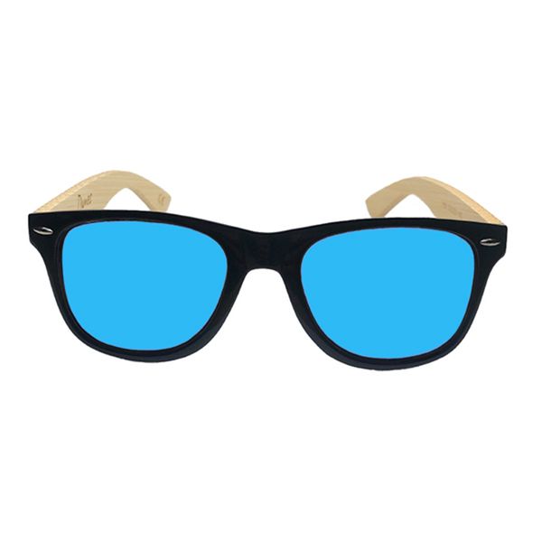 Maple Dunes - 100% Bamboo Arms w' Black Frame &amp; Bright Blue Polarized Lens