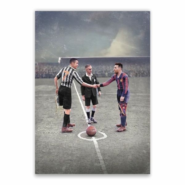 Ronaldo And Messi Vintage Old Days Poster - A1