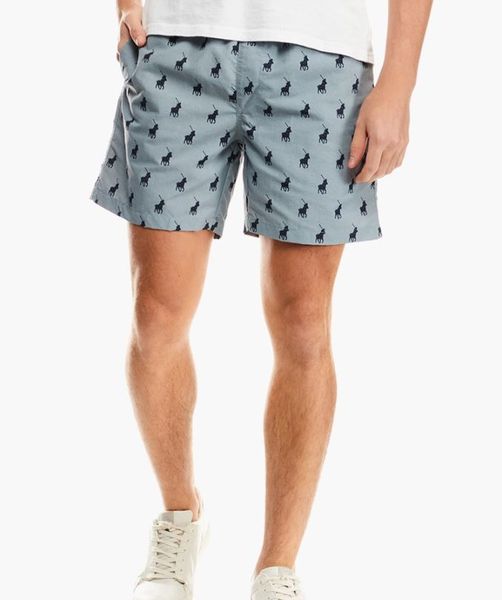 Polo - Printed Blue Mens Beach Shorts