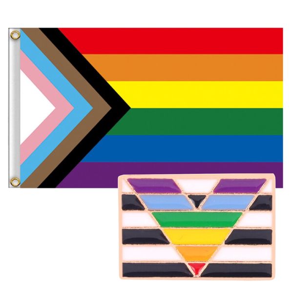 Decor Rainbow LQBTQ Pride Flag With Fashion Pride Badge All Inclusive