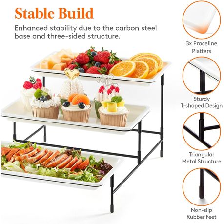 3 Tier Serving Tray With Stand Buffet Server Catering Platters Large Daily Sale Shop