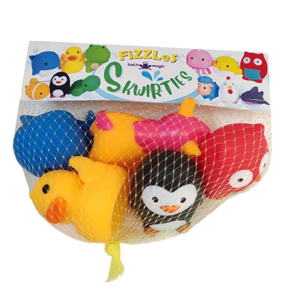Skwirties Rubber Bath Friends That squirt Water - 5 Pack -FiZZLeS