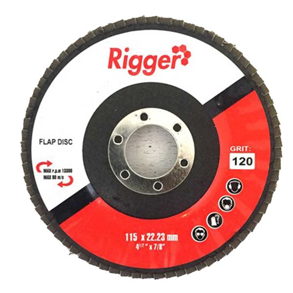 Rigger Abrasive DIY Flap Disc 115mm x 22.23mm - 120 Grit