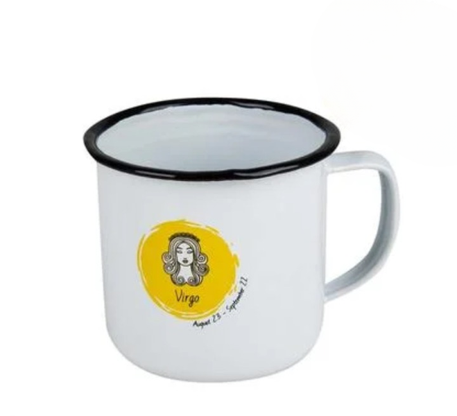 8cm Enamel Virgo Horoscope Mug - Vintage Constellation Design