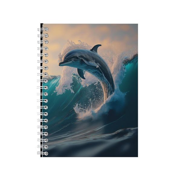 Daring Dolphin Riding Sea Waves Notebook Gift Idea A4 Notepad Pad 78