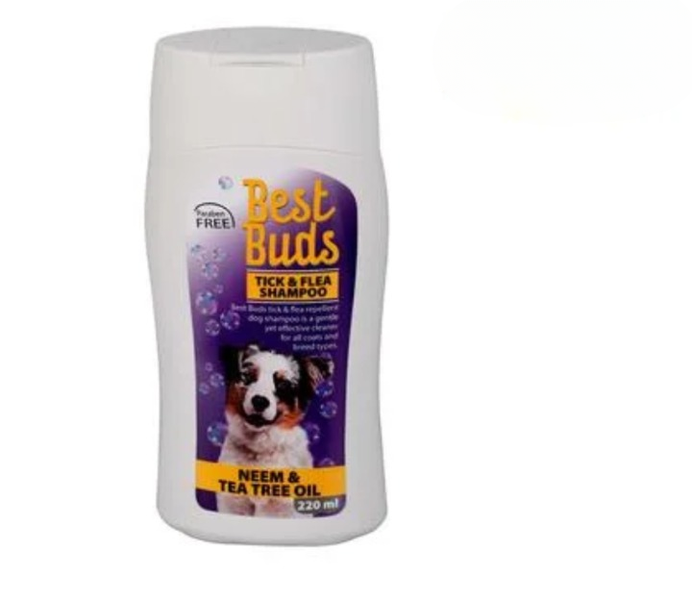 Best Buds Tick &amp; Flea Shampoo 220ml - Fast-Acting Relief with Fresh Scent