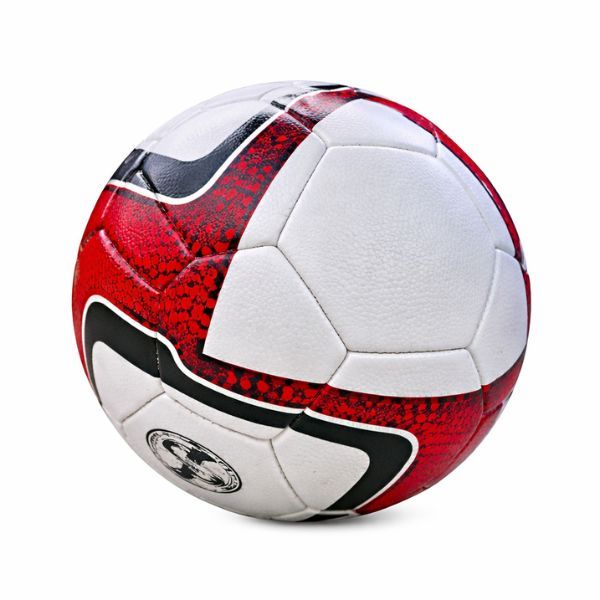 Soccer Ball Size 5 - Durable Training Football Red &amp; White Design