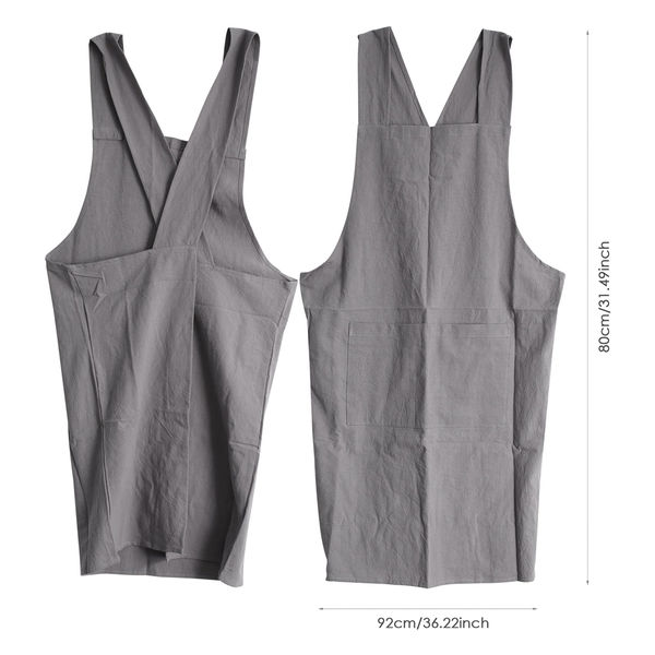 Linen Cross Back Cooking Apron With Pockets For Baking Kitchen