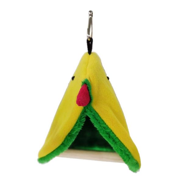 Pet Yellow Triangle Hanging Bird Nest With Standing Pole (18cm)