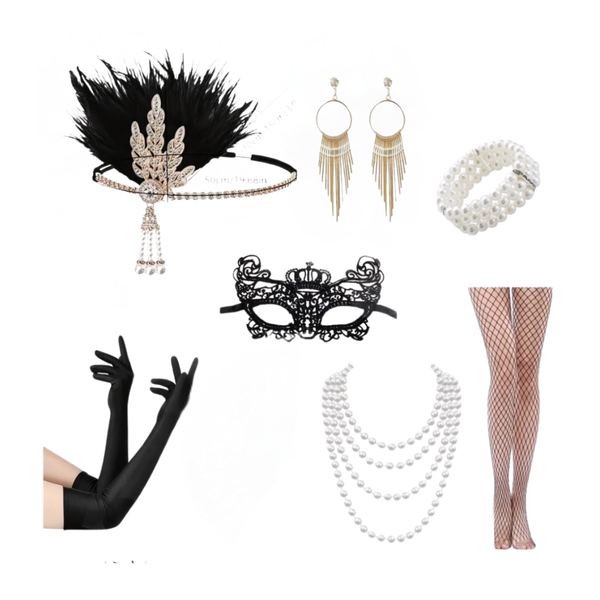 Women's 1920 Dress - Up Accessories Set - 7 Piece Set