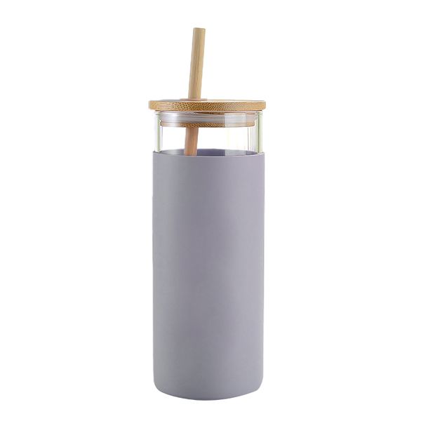 Eco-friendly Borosilicate Glass Water Bottle with Straw (480ml)