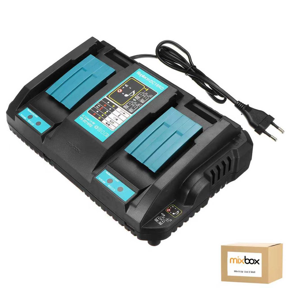 Mix Box Dual Ports Fast Charger Compatible with Makita 14.4V-18V Batteries