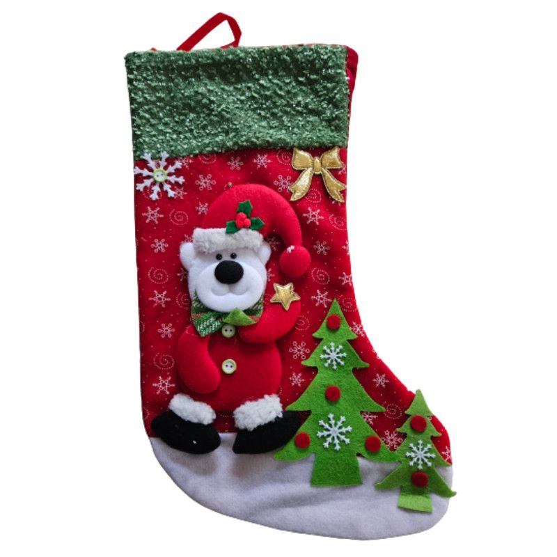 40cm Christmas stocking Polar Bear with Green Boarder | Shop Today. Get ...