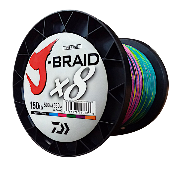 Daiwa J-Braid Fishing Line X8 68KG/150Lb .66MM Multi Colour 500m Spool