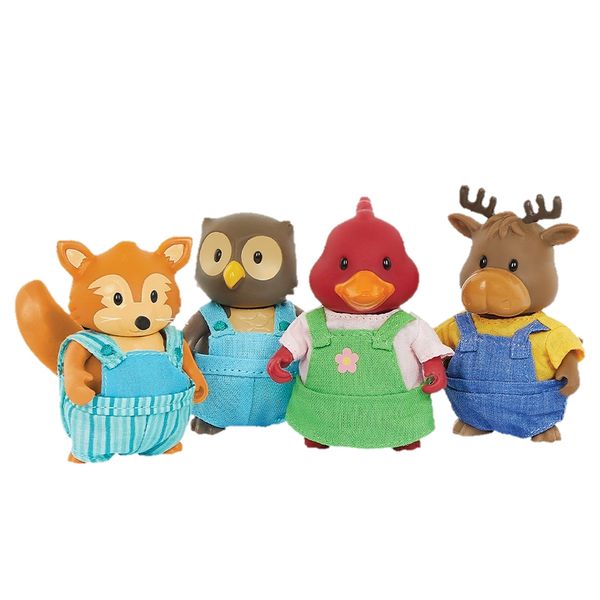 Li'l Woodzeez Animals Forest Friendz Club Set of 4 Toy Animal Friends