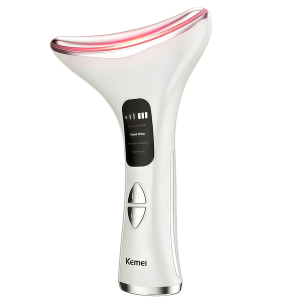 Kemei EMS Neck &amp; Face Massager - Heat, Light &amp; Vibration Skincare Tool
