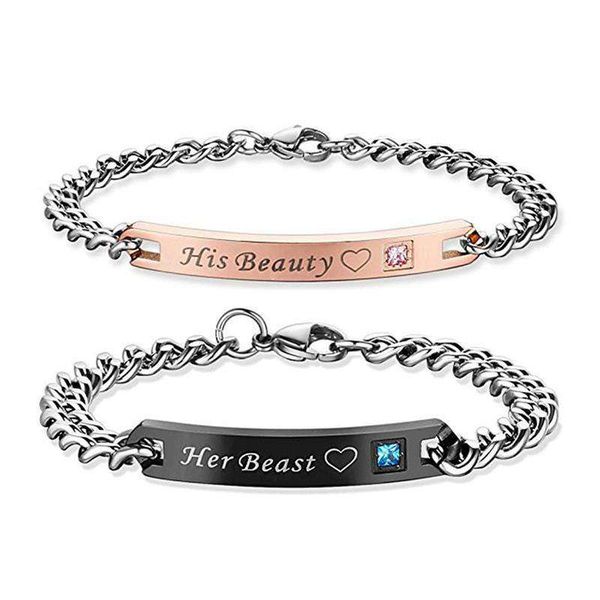 Beauty and Beast Bracelet Set for Couples