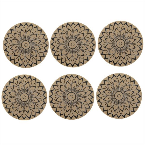 6Pcs Black Round Flower Insulation Pad
