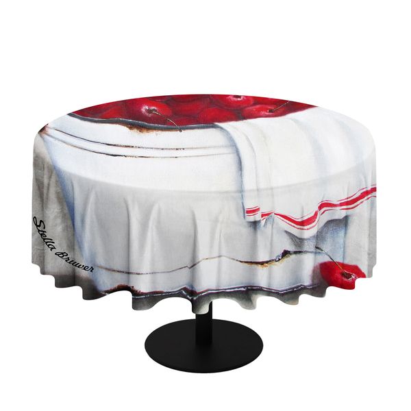 Bucket Of Cherries By Stella Bruwer Round Tablecloth