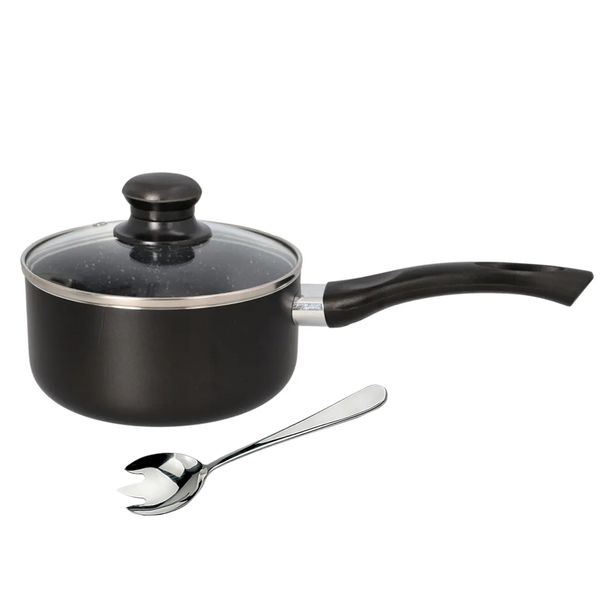 2Pieces Set - Non-Stick Saucepan Including Stainless Steel Meat Fork