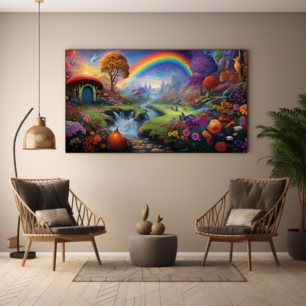 Canvas Wall Art - Enchanted Rainbow Garden - BK0027
