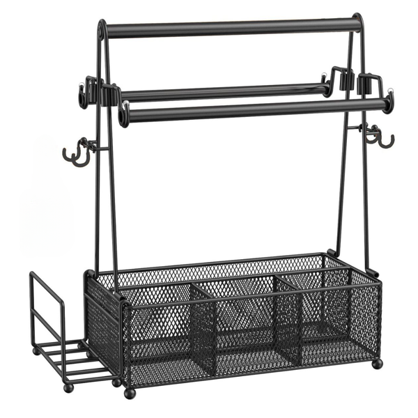 Multipurpose Mesh Kitchen Utensil Caddy with Paper Towel Holder