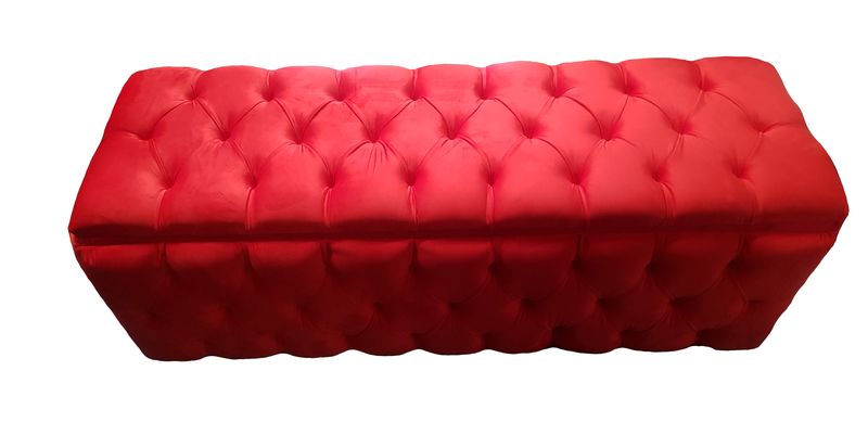 Ottoman - Grey Velvet Storage