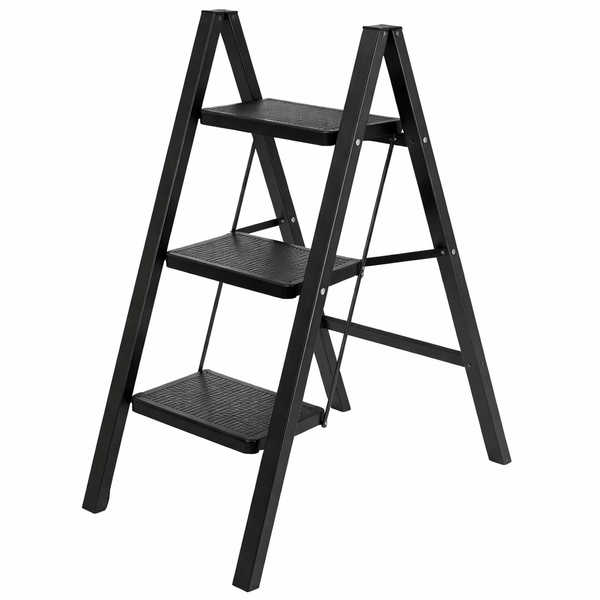 Compact 3-Step Ladder - Foldable, Non-Slip, Home