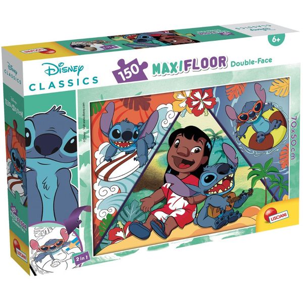 Lisciani 150 Piece Maxi Floor Double Face Puzzle - Disney Lilo &amp; Stitch Colouring Fun!
