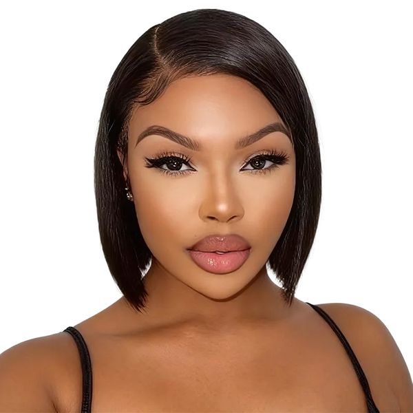 8inch Wear&amp;Go Human Hair straight Wig Short Bob Bresilienne