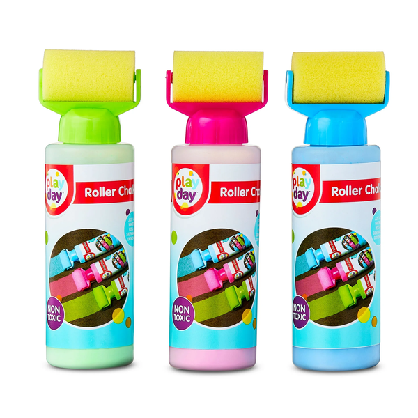 Play Day Roller Chalk Set - 3 Colours, Add Water Powder Chalk - 3 Piece