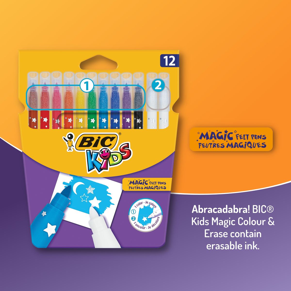 BIC Kids Magic Felt Tip Pens Medium Point Assorted Colours, Pack