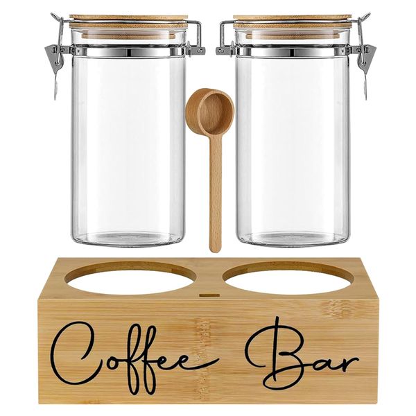 3 Piece Set - Air Tight Borosilicate Glass Coffee and Sugar Container