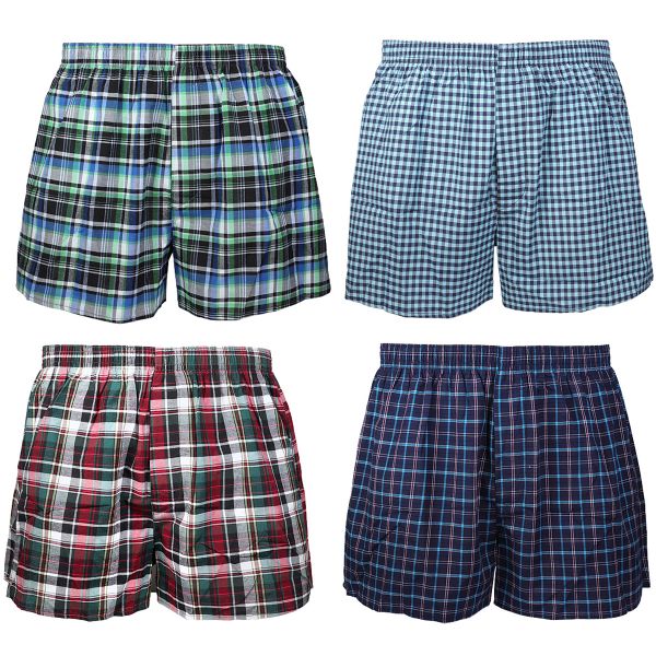Men's Woven Boxers Underwear 100% Cotton Boxer Shorts Underwear x 4