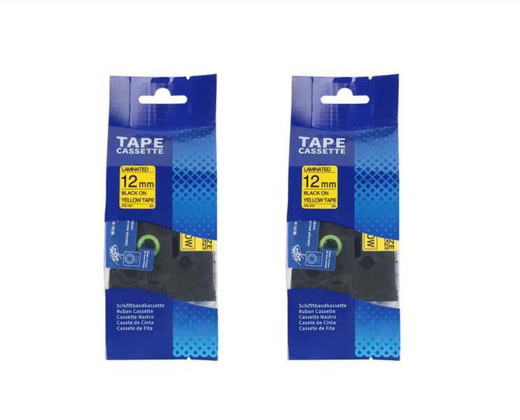 Compatible Brother TZ-631 Black on Yellow Label Tape Cartridge 12mm -2 Pack