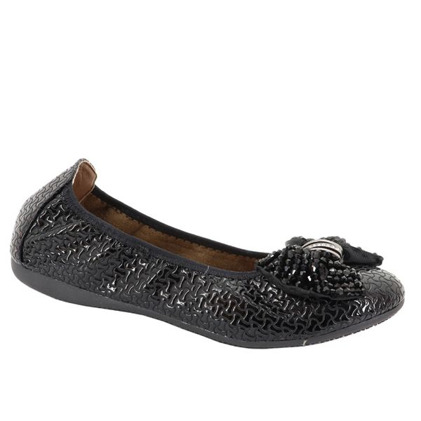 Shado Ladies Embossed Pump With Beaded Bow