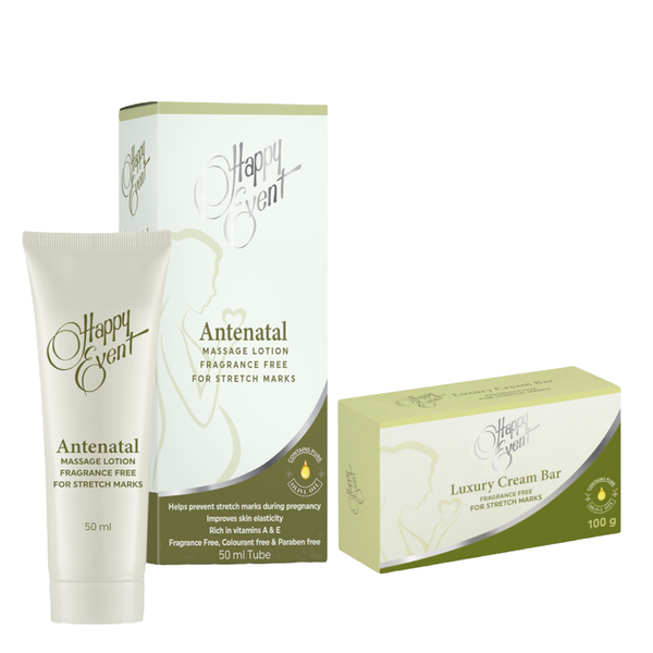 Happy Event Antenatal Massage Lotion Fragrance Free 50ml with Soap 100g