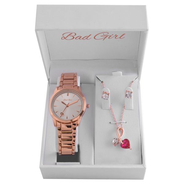 Bad Girl Rosegold Watch &amp; Jewellery Set- Ladies