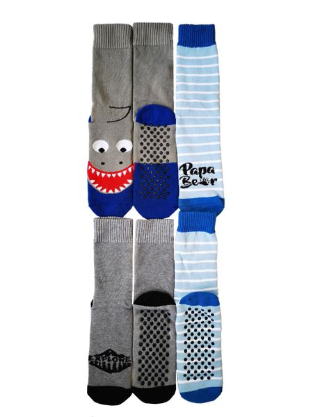 Adult Slipper Socks With Non Slip Grip Pads - Assorted Pack of 3