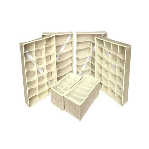 Underwear Storage Organiser - 6 Piece (Beige)