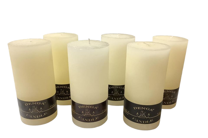 DENGA Large Rustic Candles - Set of 6 - Champagne colour