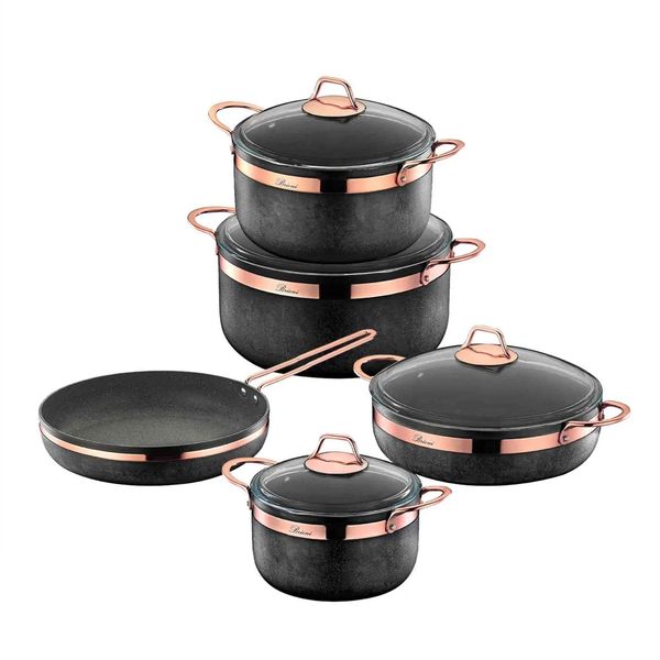 B9 Piece Cookware Set - Sandstone &amp; Gold