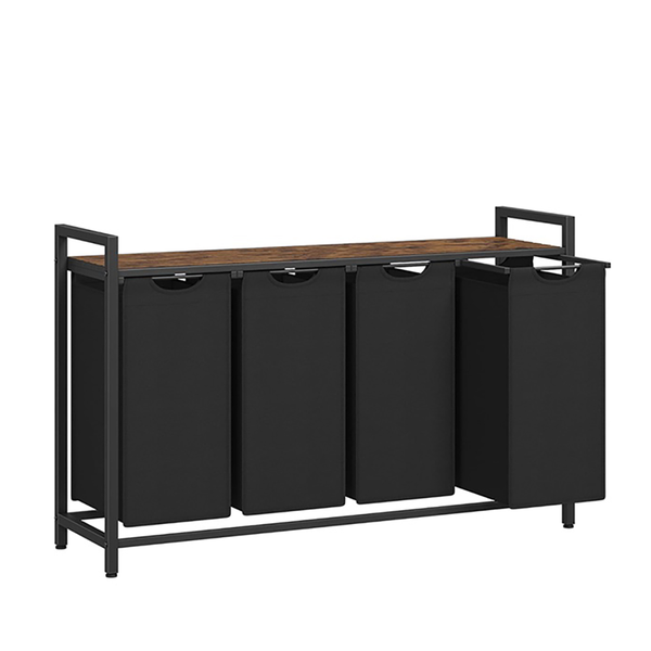 Laundry Hamper - Shelf &amp; Removable Bags - 4 Compartment