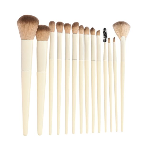 14 Piece - Premium Makeup Brush Collection - White
