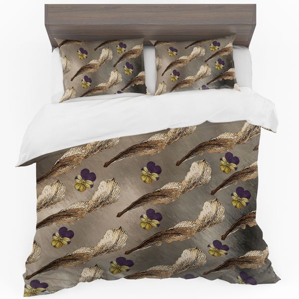 Golden Brown Leaves Duvet Cover Set