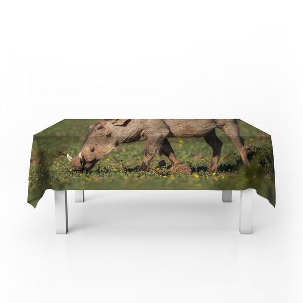Up Warthog Phacochoerus Africanusa By Fanie Heymans Rectangle Tablecloth