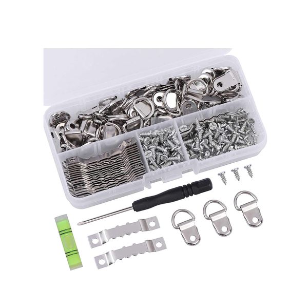 252 Pcs Picture Hangers Kit Heavy Duty Hangers Photo Hanging Hooks-Silver