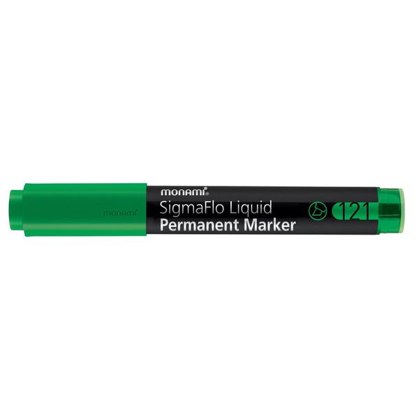 MONAMI Permanent Marker SigmaFlo Liquid 121 Chisel Box 12's Green
