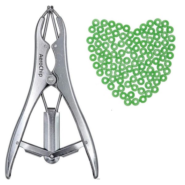 Livestock Castration Bander with 100 Pieces Castrator Rings for Lambs